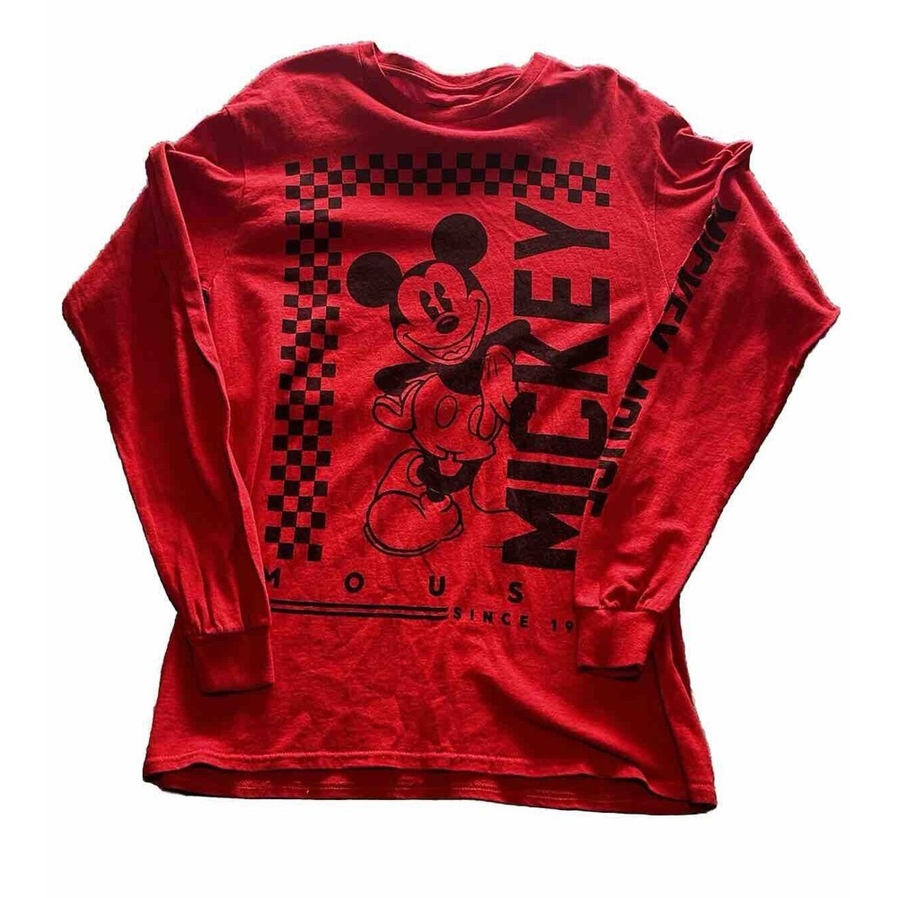 MICKEY MOUSE MENS PULLOVER‎ RED SIZE MEDIUM SHIRT PULLOVER DISNEY LONG SLEEVE